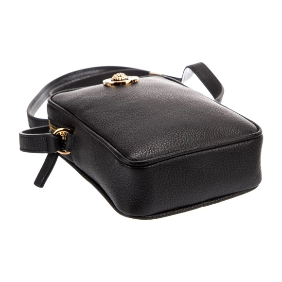 AUTHENTIC VERSACE unisex Leather Crossbody Bag GOLD MEDUSA GRECA - Picture 11 of 12